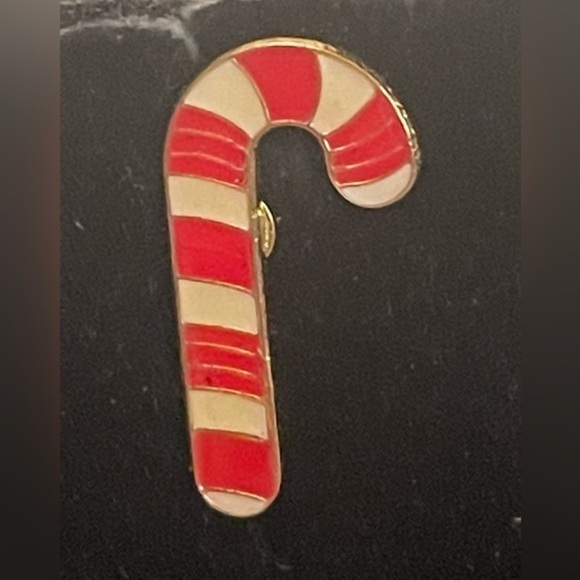 Vintage 1999 signed CTA silver tone red enamel candy cane lapel pin brooch - Picture 2 of 13